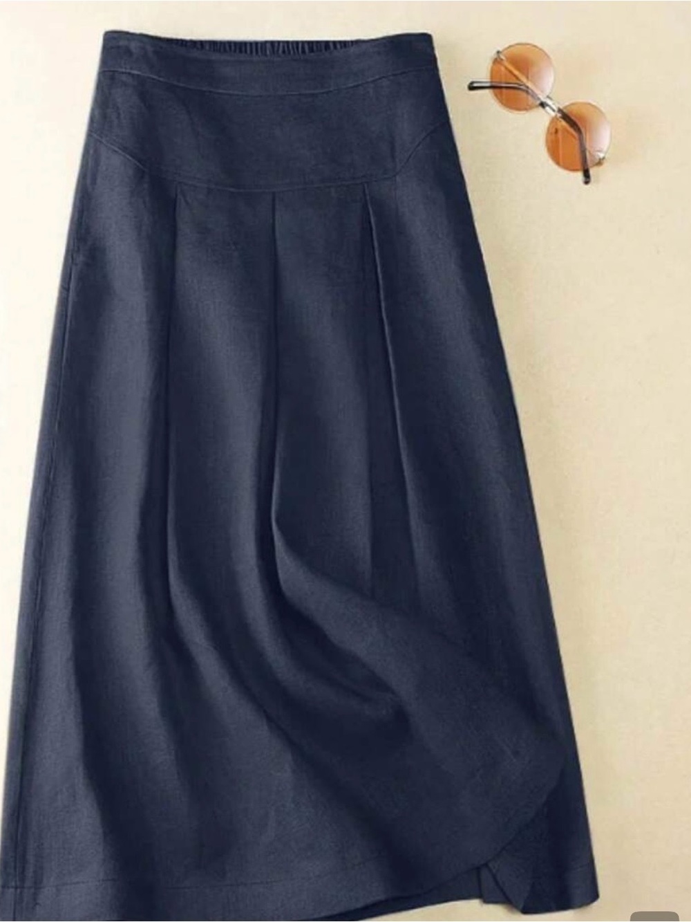 Shein Navy A-Line Midi Skirt